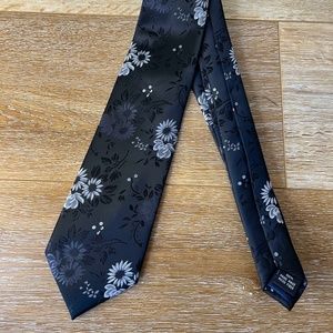 Black Floral Tie Micro Fiber New without tags